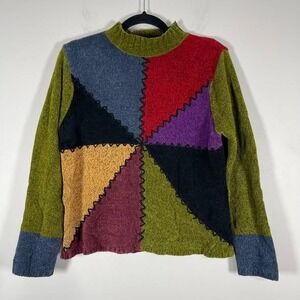 VTG Studio Works Multicolor Sweater Womens Petite Med Pullover Funky 90s Grunge